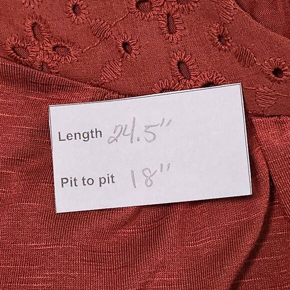 Mason & Belle Burnt Sienna Eyelet Lace Cottagecore Top NWT Size Small - Picture 10 of 10